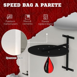 Bola de Boxeo de Pared, Speed Bag Giratoria a 360° y Ajustable en 7 Niveles de Altura, Bolsa de Boxeo con Bomba Incluida, para Casa, Gimnasio, Entrenamiento, Negro y Rojo