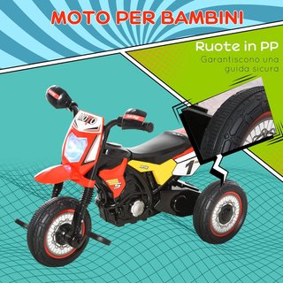 Triciclo para Niños Estilo Moto a Pedales Con Luces y Sonidos, 3 Ruedas Anchas, Edad 18-36 Meses, 71X40X51Cm, Rojo