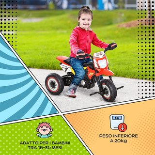 Triciclo para Niños Estilo Moto a Pedales Con Luces y Sonidos, 3 Ruedas Anchas, Edad 18-36 Meses, 71X40X51Cm, Rojo