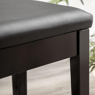Banco de Piano con Compartimento, Banco de Piano de Madera y Cuero Sintético PU, 75X35X49Cm, Negro