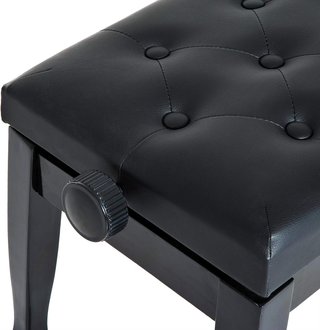 Banco de Piano con Altura Ajustable 45-55Cm, en Madera y Piel PU Negra