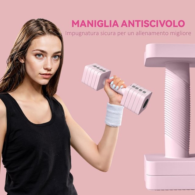 Juego De Mancuernas De 2X5 Kg, Pesas De Gimnasio Ajustables Con Discos Extraíbles Y Mango Antideslizante, Pesas Mancuernas, De Acero, Para Entrenamiento Fitness En Casa Y Gimnasio, Rosa