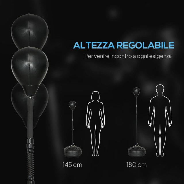 Bola de Boxeo de Suelo para Adultos, Pungiball de Suelo con Base Rellenable y Ventosas, Altura Ajustable, Speed Bag para Gimnasio en Casa y Palestra