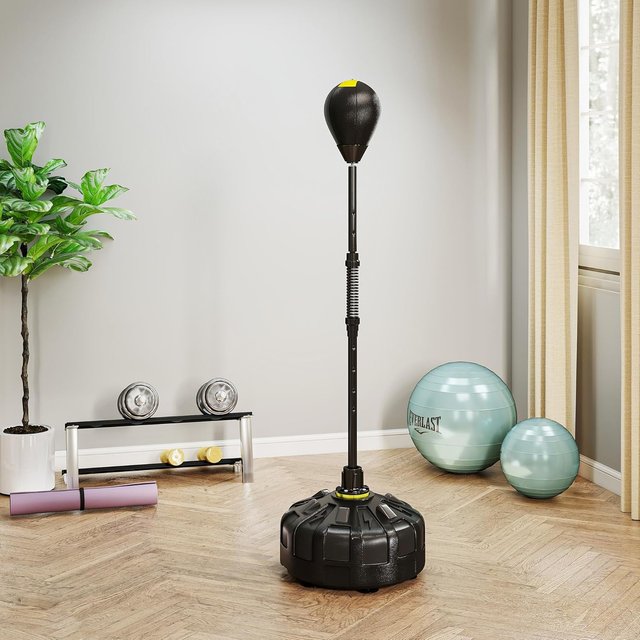 Bola de Boxeo de Suelo para Adultos, Pungiball de Suelo con Base Rellenable y Ventosas, Altura Ajustable, Speed Bag para Gimnasio en Casa y Palestra