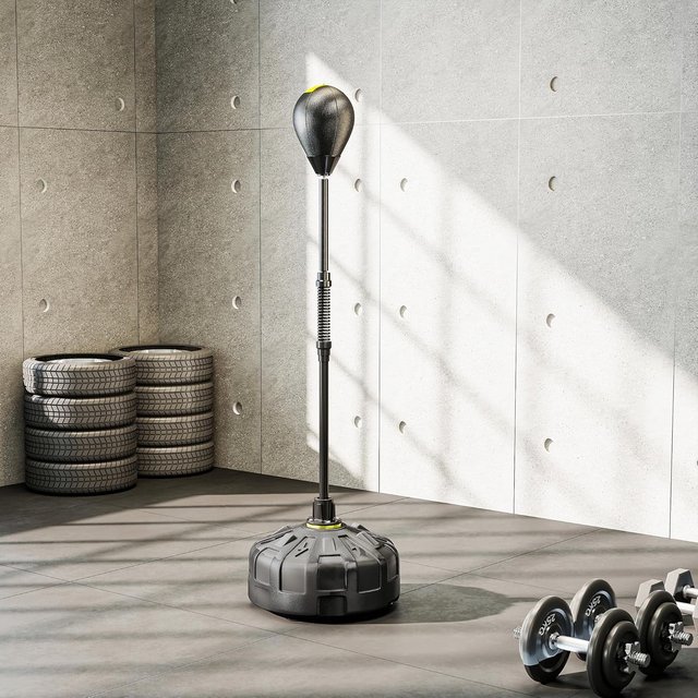 Bola de Boxeo de Suelo para Adultos, Pungiball de Suelo con Base Rellenable y Ventosas, Altura Ajustable, Speed Bag para Gimnasio en Casa y Palestra