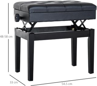 Taburete Banco Silla para Piano con Compartimento de Almacenamiento Altura Ajustable