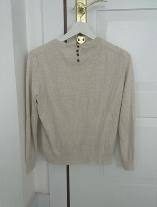 Jersey Zara Básico Cuello Redondo Beige M