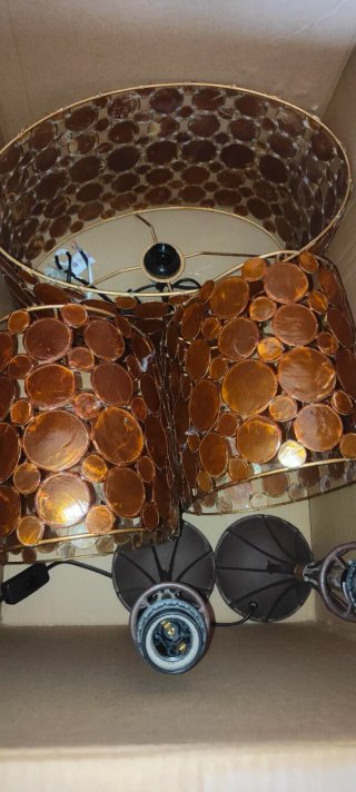 Juego 2 lámparas mesa + lámpara de techo