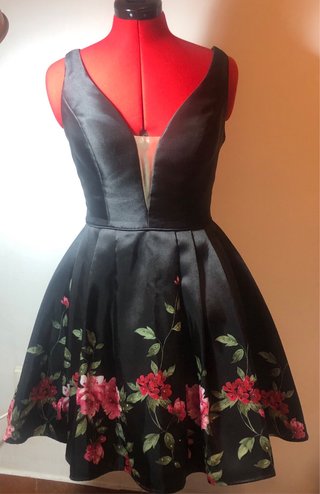 Vestido fiesta Corte Inglés negro flores