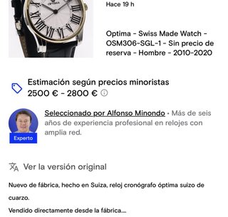 Optima Reloj Suizo Dorado y Blanco