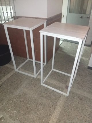 4 Tavoli alti in legno e ferro
