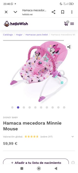 Hamaca para bebé Minnie Mouse