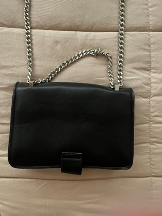 Bolso Zara Piel Negro Tachuelas Plata