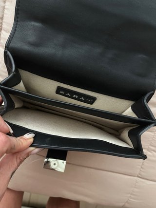 Bolso Zara Piel Negro Tachuelas Plata