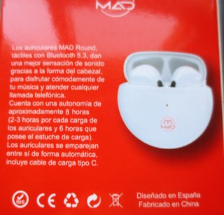 AURICULARES BLUETOOTH MAD Carga Tipo C