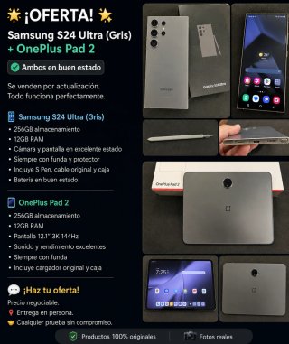 Lote : Samsung S24 Ultra Gris + OnePlus Pad 2