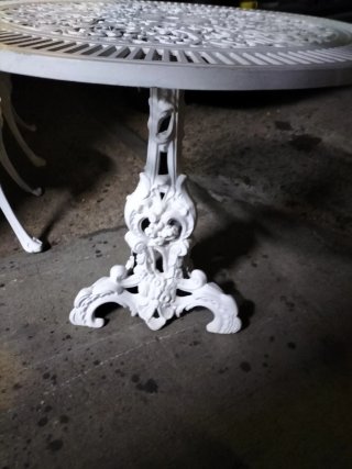 Mesa y 2 sillas jardín metal blanco
