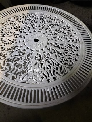 Mesa y 2 sillas jardín metal blanco