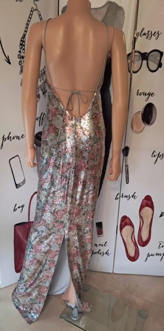 Vestido Mango lentejuelas floral M.