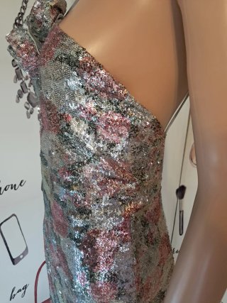 Vestido Mango lentejuelas floral M.