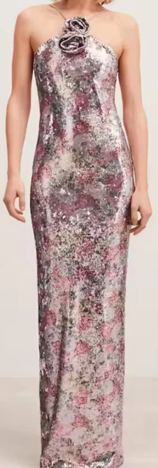 Vestido Mango lentejuelas floral M.