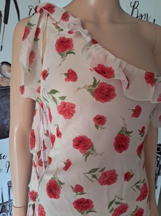 Vestido largo floral asimétrico 100% viscosa