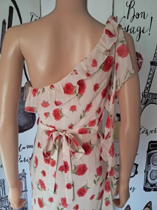 Vestido largo floral asimétrico 100% viscosa
