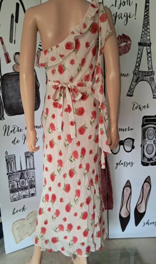 Vestido largo floral asimétrico 100% viscosa