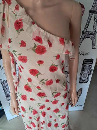 Vestido largo floral asimétrico 100% viscosa