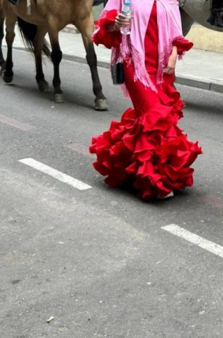 Vestido Flamenca Rojo Talla Única 36