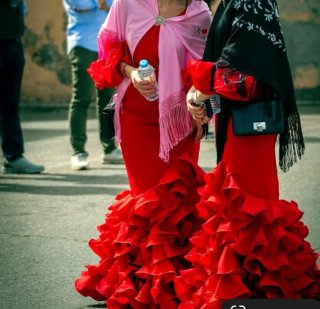 Vestido Flamenca Rojo Talla Única 36