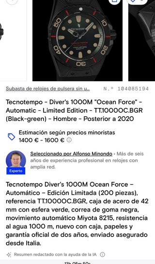 Tecnotempo Apnea Automático Reloj