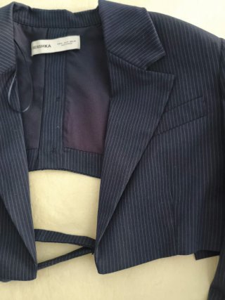 Blazer Bershka crop rayas