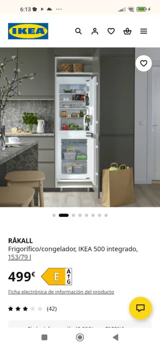 Frigorífico/Congelador IKEA RÅKALL