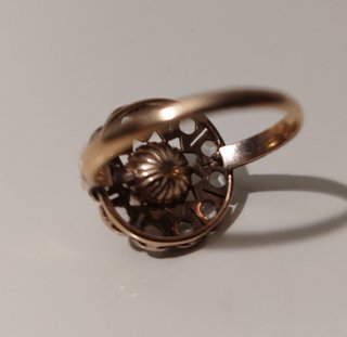Anillo oro 14k de 1880 con 11 zafiros y perla anti
