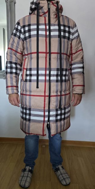 Giacca Piumino Lungo Fantasia Check