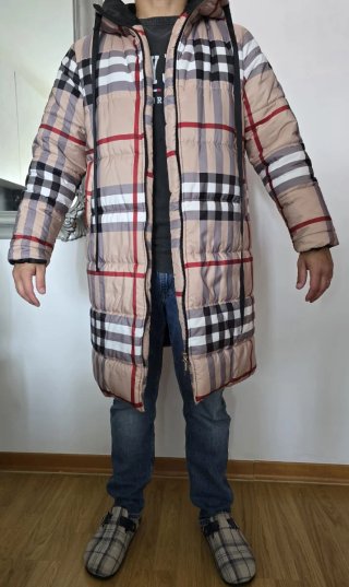 Giacca Piumino Lungo Fantasia Check