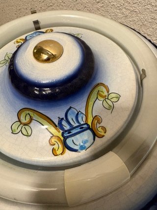 Lámpara cerámica azul y blanca 40cm