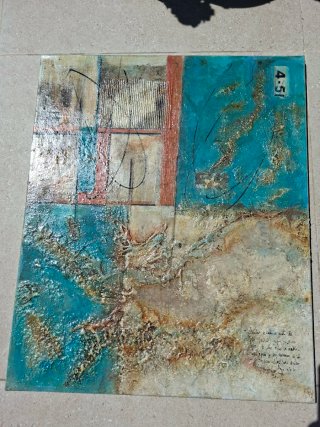 Cuadro a mano con acrilico y textutas 50 por 60