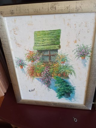 2 Óleos Ventanas con Flores 40x48