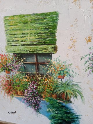 2 Óleos Ventanas con Flores 40x48