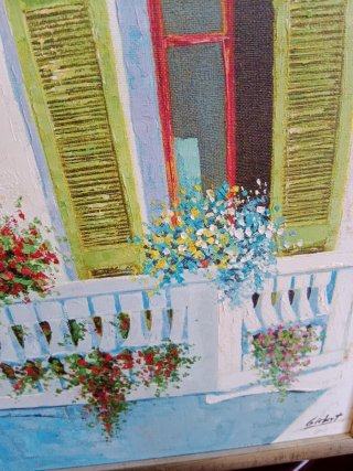 2 Óleos Ventanas con Flores 40x48