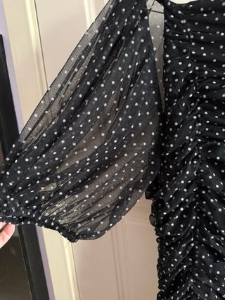 Vestido Zara Negro Lunares Tul