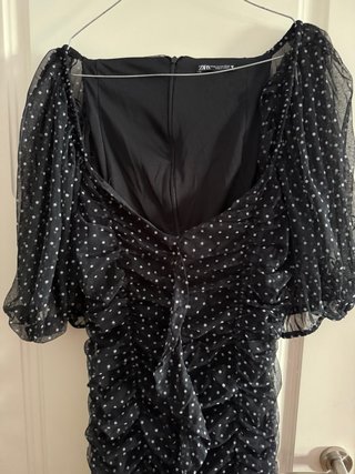 Vestido Zara Negro Lunares Tul