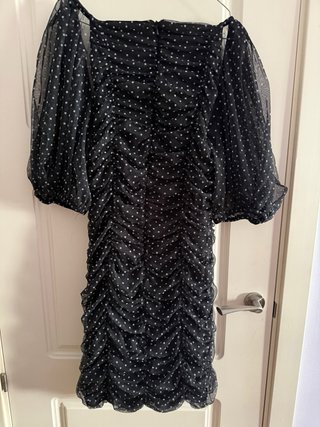 Vestido Zara Negro Lunares Tul