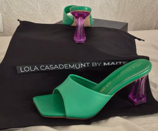 Lola Casademunt Zapatos Verdes Tacón Morado