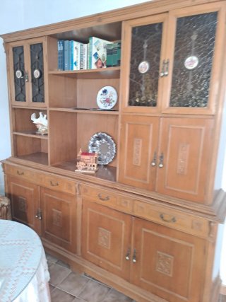 Mueble de salón vintage madera y cristal