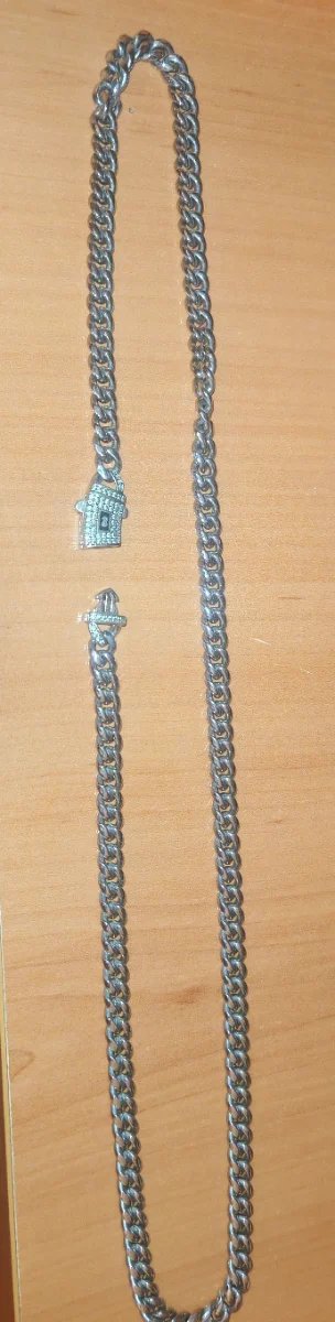 Cadena de acero con brillantes 58cm