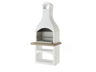 Cocina de obra exterior con barbacoa y fregadero