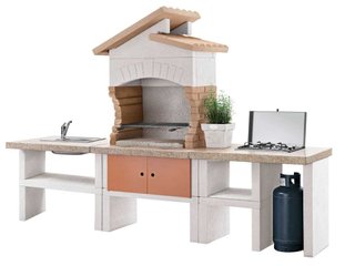 Cocina de exterior obra con fregadero y hornilla